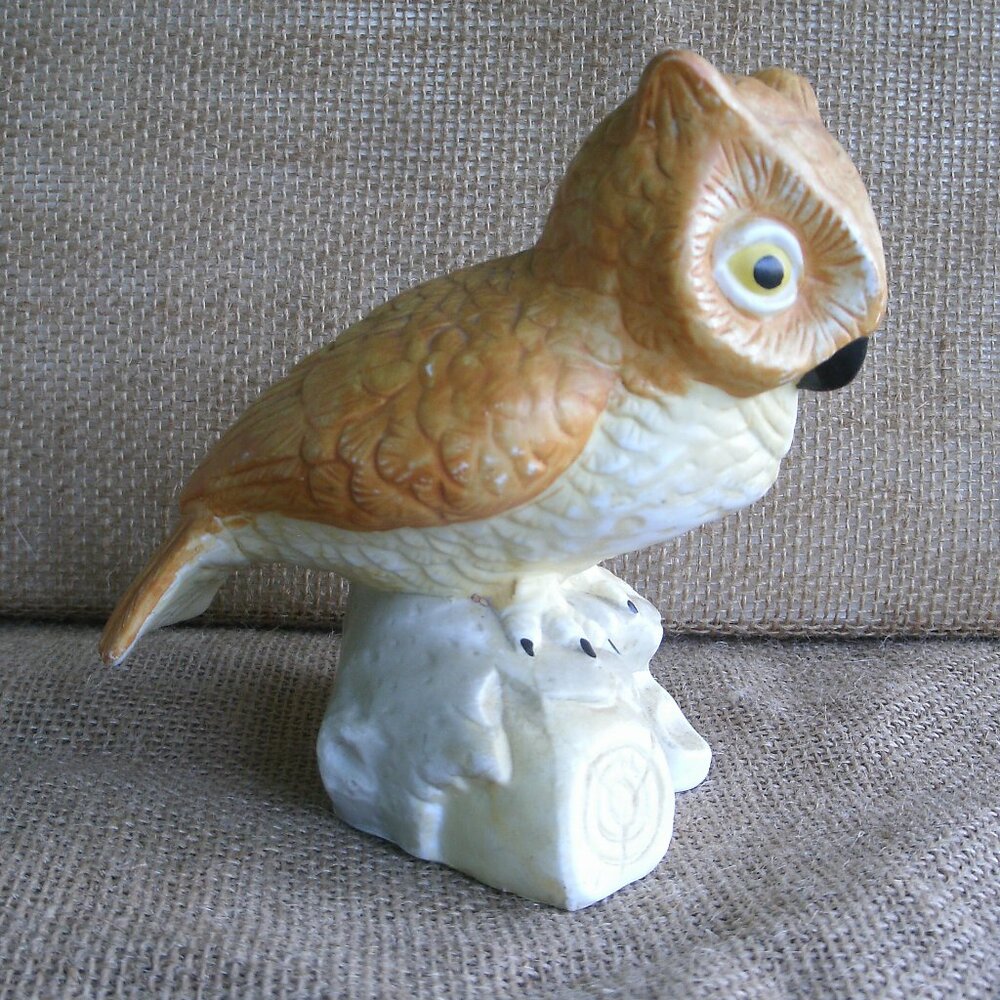 Vintage Homco Owl on Log Porcelain Figurine - Picture 7 of 16